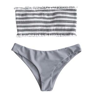 ➡️ NEED TO GO! • zaful • white and grey bikini set